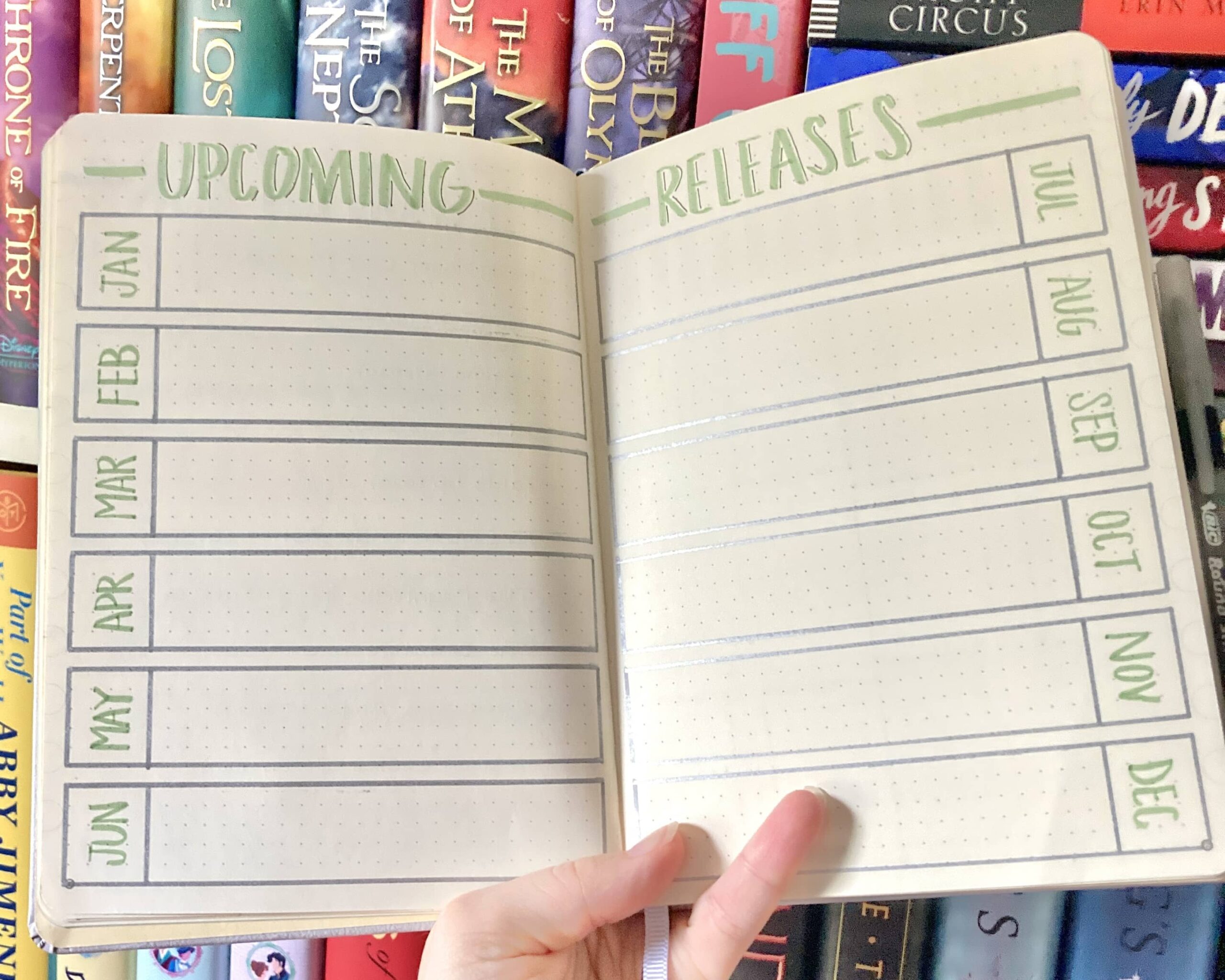 Upcoming Releases book journal pages